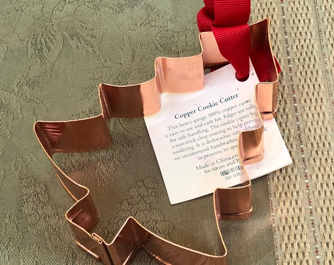 Large Vintage Copper Cookie Cutter, Christmas Tree, Unused, Collectible