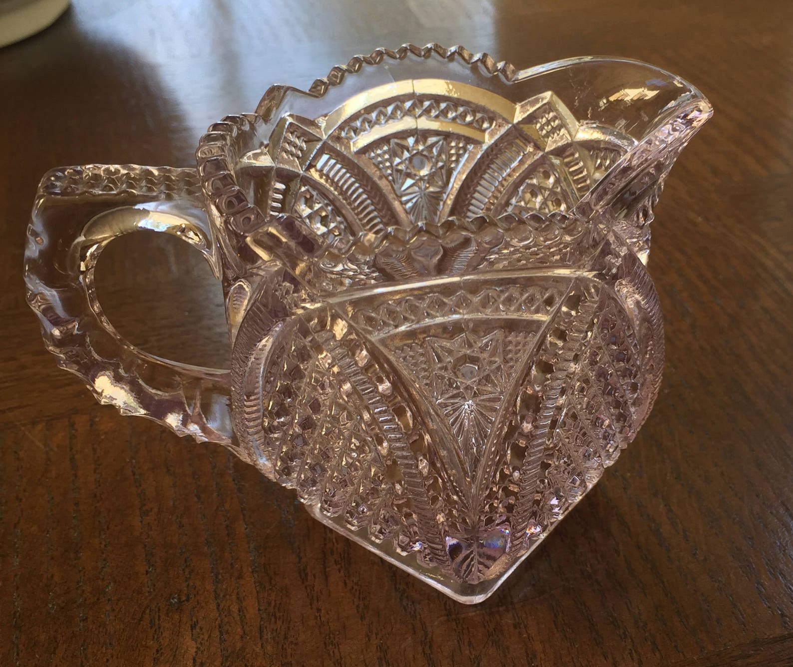 Early American Pattern Glass Antique Cream Pitcher, U S Glass, EAPG