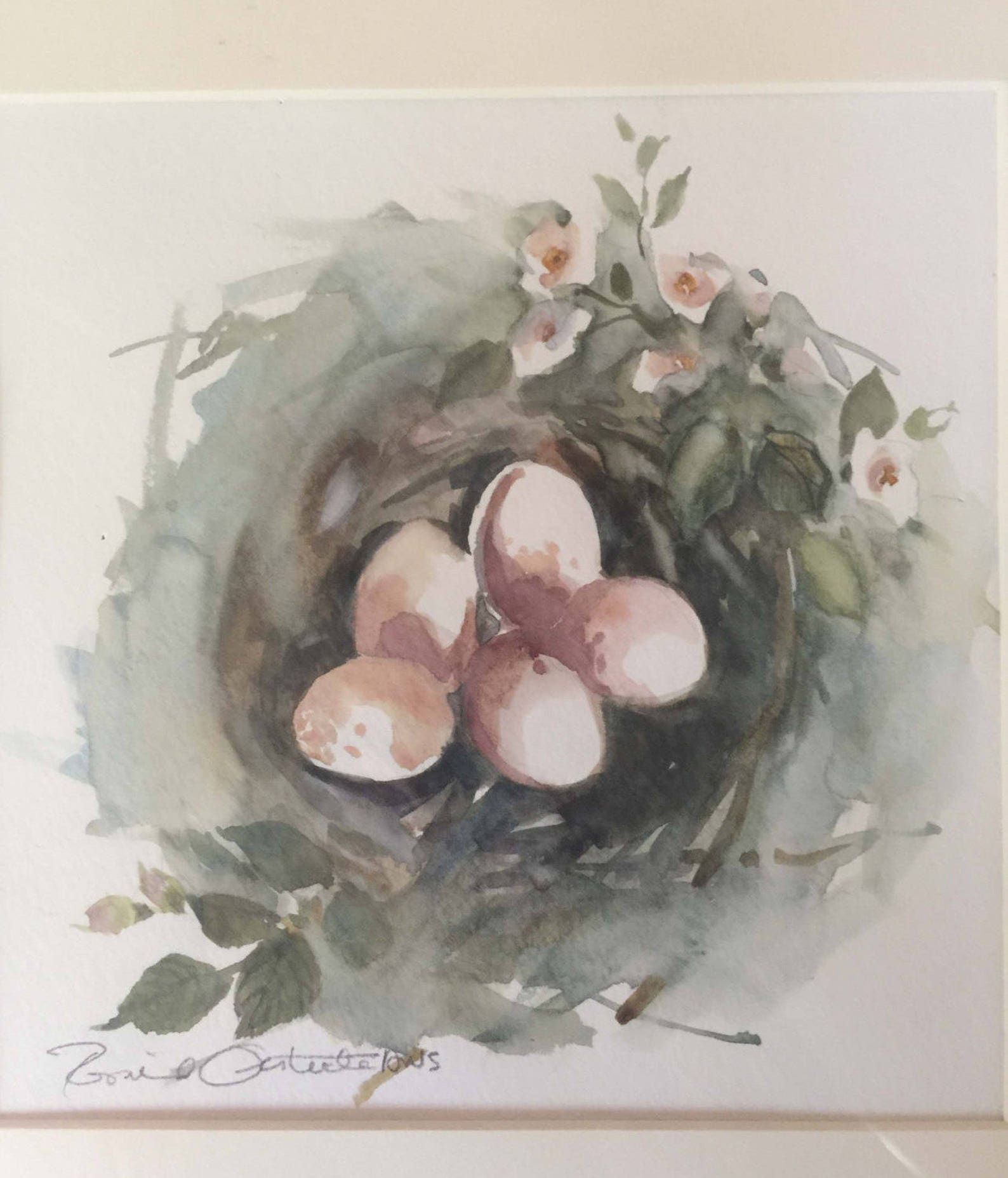 Vintage Original Watercolor Rosalind Oesterle Birds Nest Etsy