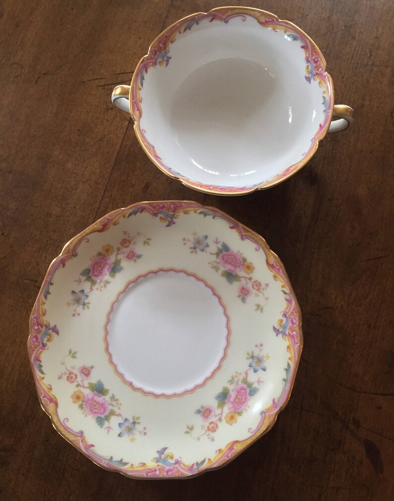 Vintage Noritake Handled Soup Bowl and Underplate Berwick Etsy