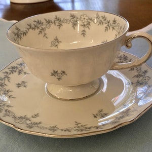 Vintage Franconia Footed Cup and Saucer, Delphine Pattern, Germany, Vintage China, Anniversary Gift, Garden Party, Tea Party, Vintage Gift