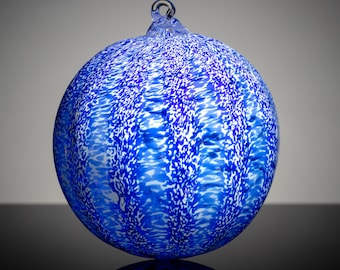 Blue Static, Hand Blown Glass Ornament