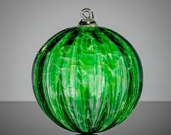 Green, Transparent Hand Blown Glass Ornament