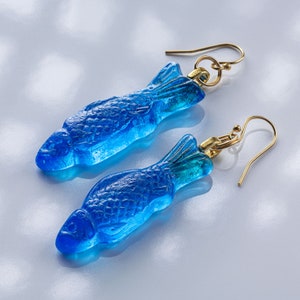 Glass Blue Raspberry Swedish Fish Earrings