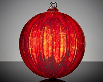 Vibrant Red, Hand Blown Glass Ornament