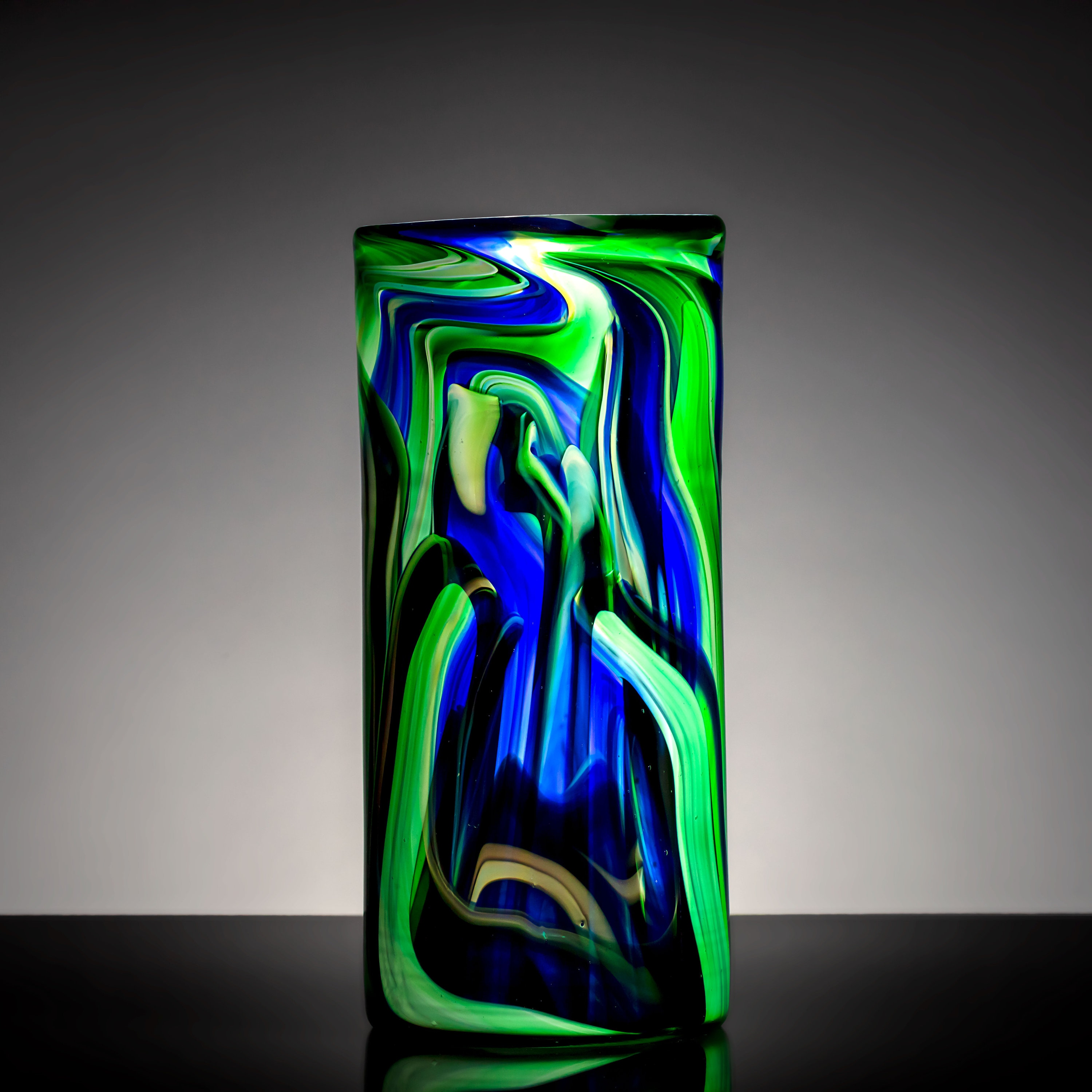 Green Macaw Cylinder #553 - Larry Vase