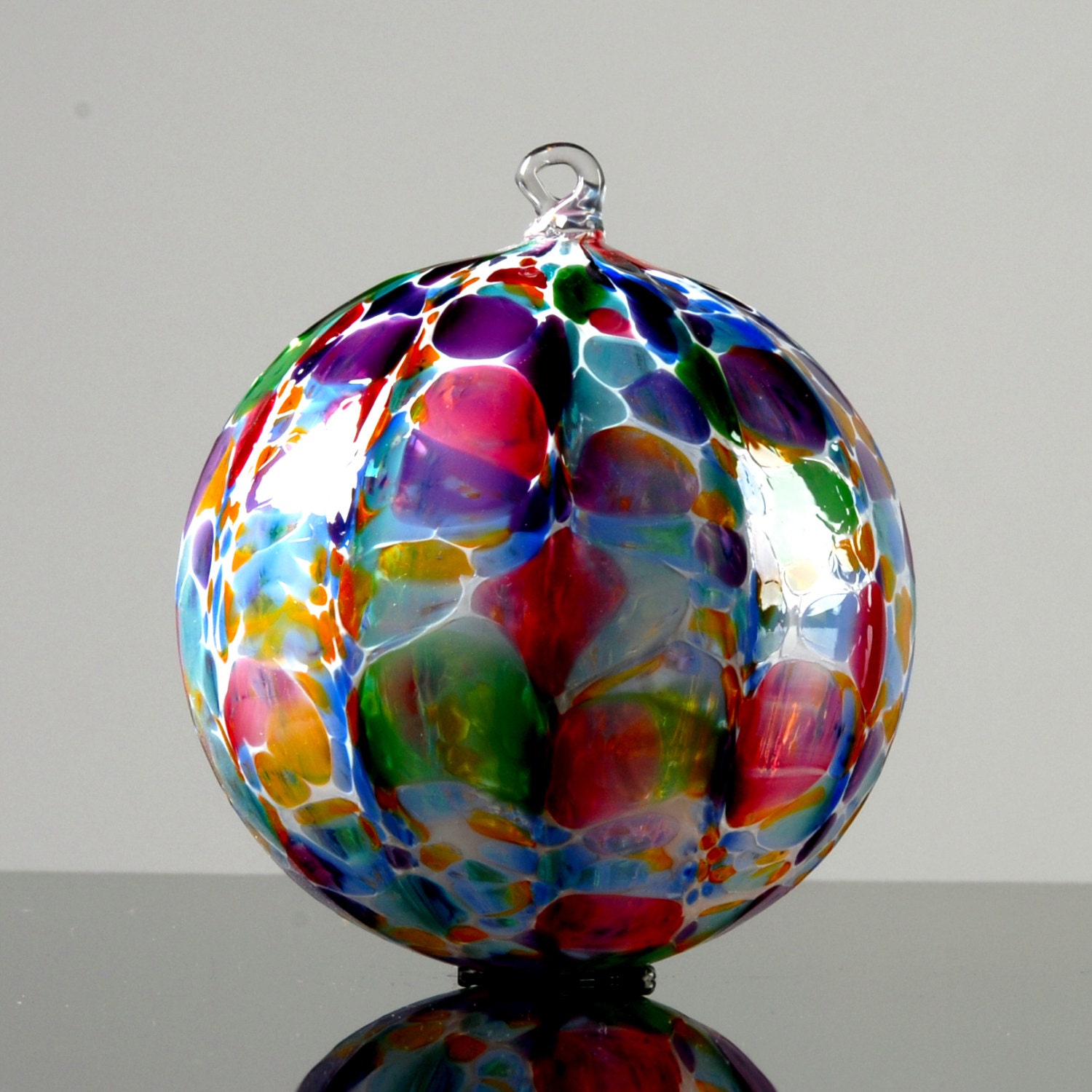 Party Mix over White, Hand Blown Glass Ornament