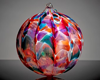 Waterlilies over White, Limited Addition Hand Blown Glass Ornament