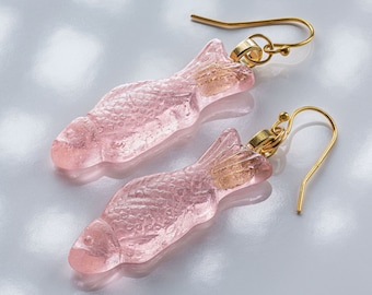 Glass Peach Swedish Fish Earrings