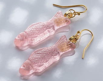 Glass Peach Swedish Fish Earrings