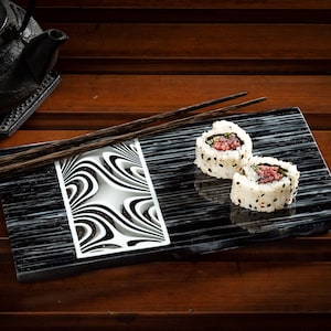 Sushi Service Plate Hand Crafted Glass image 1