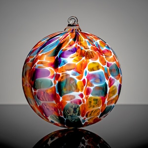Flower Garden Color Mix with White, Hand Blown Glass Ornament,