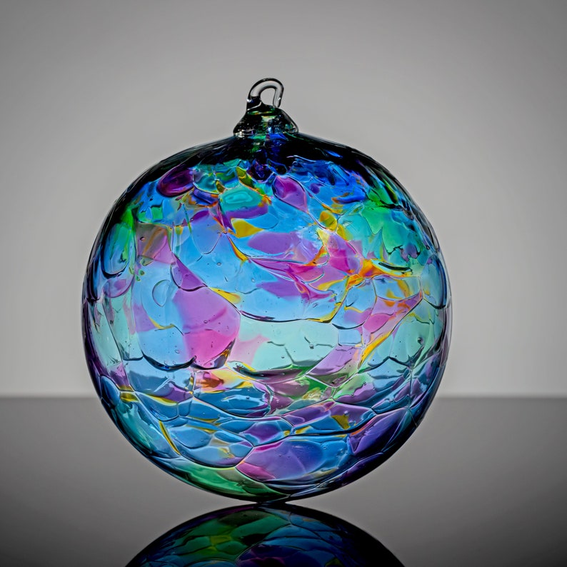 Blue Multi Color Mix, Blown Glass Ornament image 1