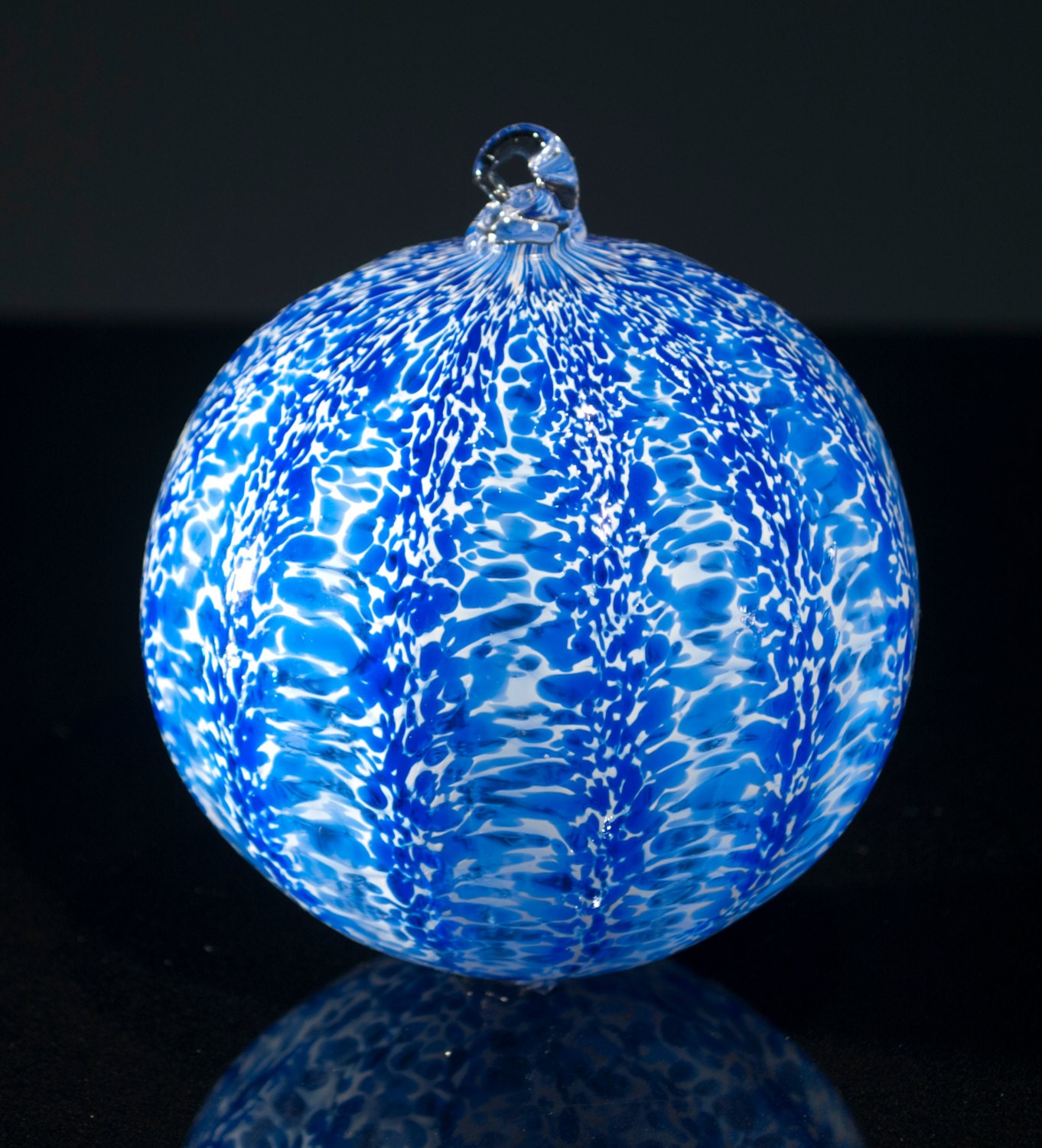 Blue Static Hand Blown Glass Ornament Etsy