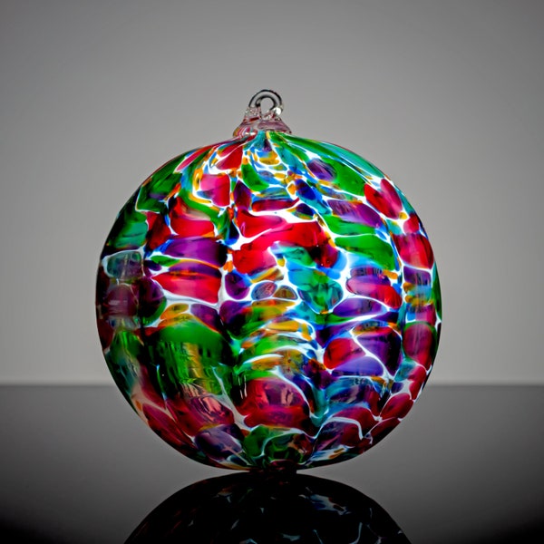 Party Mix over White, Hand Blown Glass Ornament