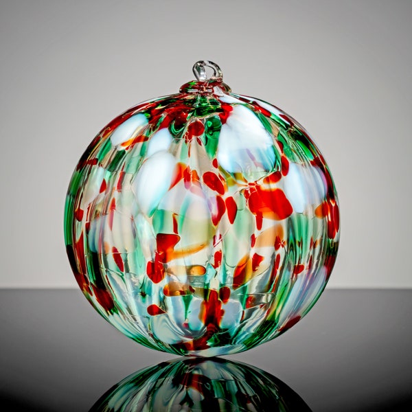 Christmas Crystal, Hand Blown Glass Ornament,