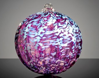 Midnight Flurries, Hand Blown Glass Ornament