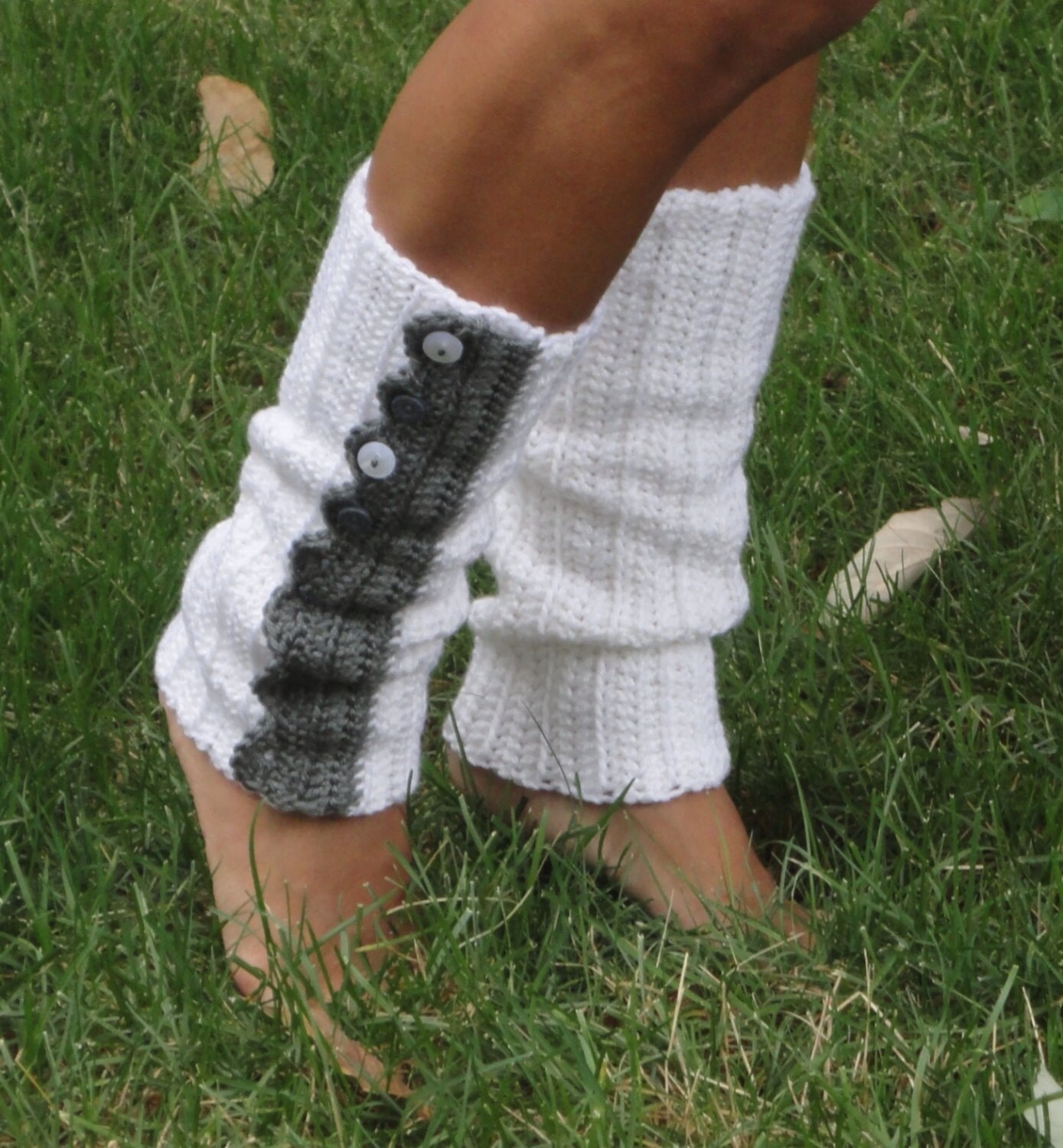 Gray & White Leg Warmers Etsy