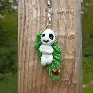 Kodama Forest Spirit Leaf Keychain