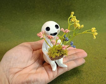 Kodama Forest Spirit (Sitting) OOAK Sculpture