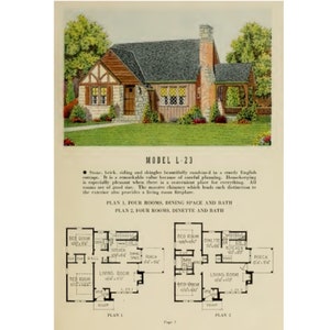 Jaren 20 - Goedkope huizen | Vintage huisplannen architectuur - digitale PDF-kopie - Vintage huisplannen