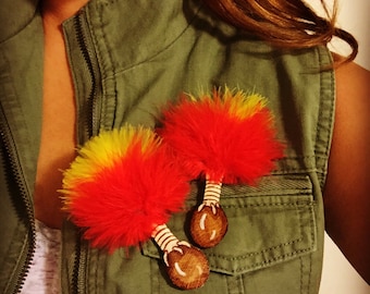 2 broches sonajeros de calabaza hawaiana o Uli'Uli