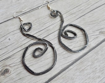 Black Celtic swans pendants silver metal earrings ladies jewellery women's jewelry / handmade jewelery / boho bohemian folk / trending items