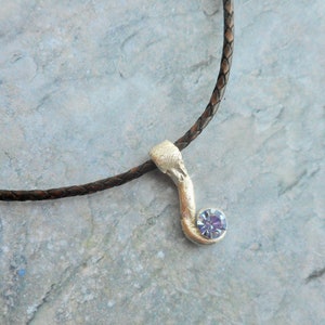 Sterling silver snake pendant leather choker necklace Sky blue image 5