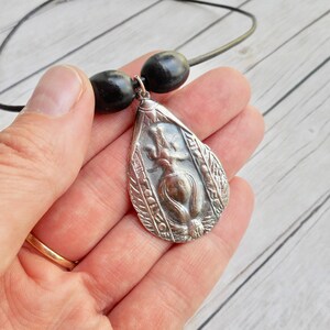 Sterling silver pharaoh pendant necklace Antique silver hieroglyphs Egyptian jewel unique gift handmade jewelry women mens men fashion
