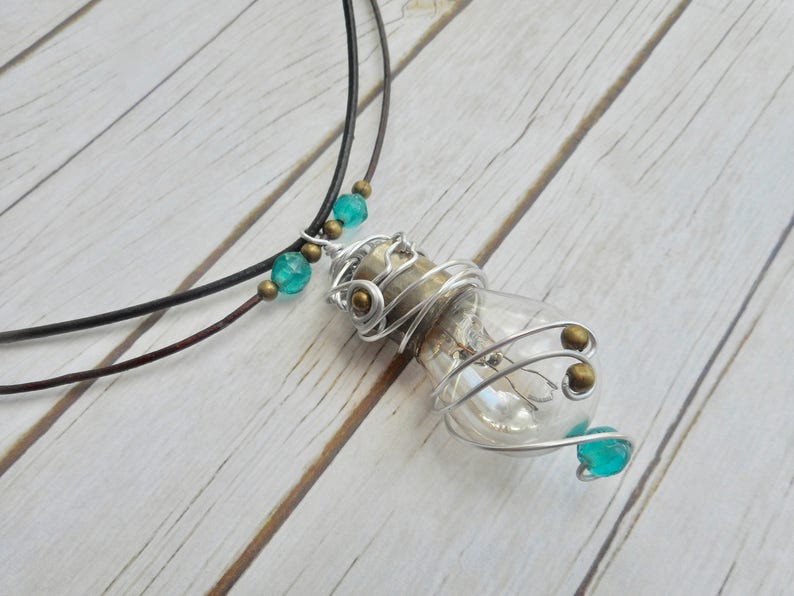 Light bulb pendant necklace handmade steampunk jewelery ladies Etsy