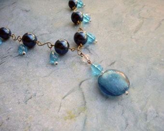 Collar con cuentas azules para la lámpara de joyería de las mujeres Murano colgante de joyería hecha a mano regalo de tendencia