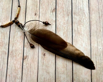 Handmade Feather Pendant Necklace – Real Natural Feathers – Harris Hawk – Ethically Sourced – Boho Jewelry – Unique Gift