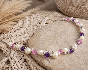 Handmade colorful beaded necklace for women 69 cm long necklace one of a kind unique gift for her