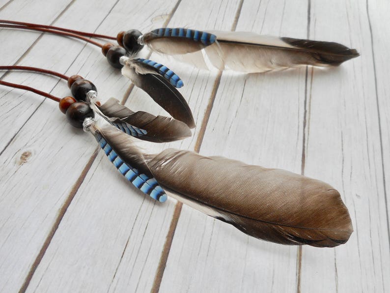 Long Blue Jay Feathers earrings natural feathers soft plumes image 1