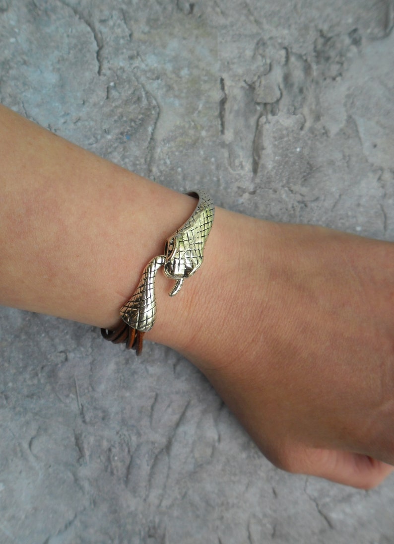 Leather bracelet straps mens ladies brown jewelry Ouroboros image 10