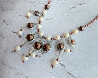 Collier de perles brunes, bijoux de déclaration avec perles miracles, bijoux faits à la main, cadeaux uniques, bijoux pour femmes, bijoux de mode pour dames