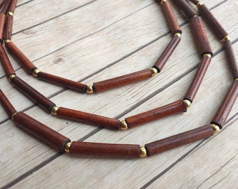 Bamboo beaded necklace boho fashion style ornament handmade jewelry homemade jewelry unique gifts jewellery wooden jewelery for her