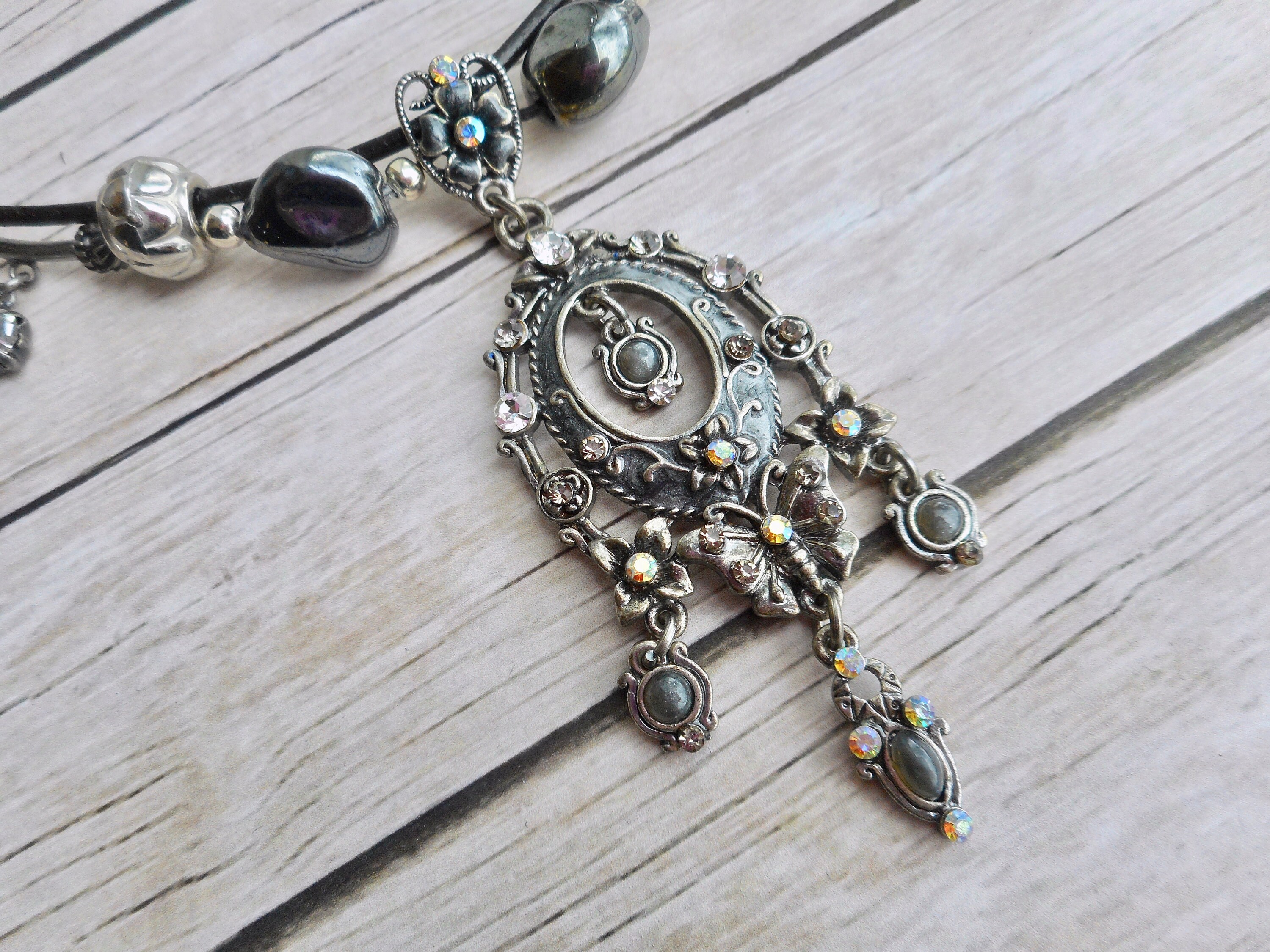 Victorian Style Costume Necklace Art Nouveau Pendant Handmade - Etsy