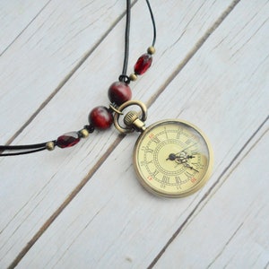 Pocket watch leather necklace brown Steampunk Victorian ladies jewelry vintage look handmade jewelery antique bronze jewel trending items image 4