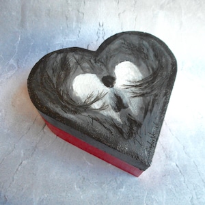 Ricordi di gioielli scatola legno dipinto a mano nero bianco Angelo a forma di cuore scatole fatte a mano scatola regalo trend articoli regalo unico