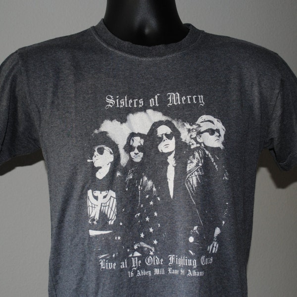 80's Sisters Of Mercy Vintage Goth Rock Band Live At Ye Olde Fighting Cocks Concert Tour T-Shirt