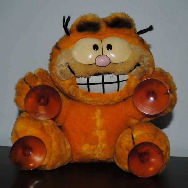 1981 Window Garfield Suction Cup Vintage Plush Doll Cartoon Cat Cling Toy
