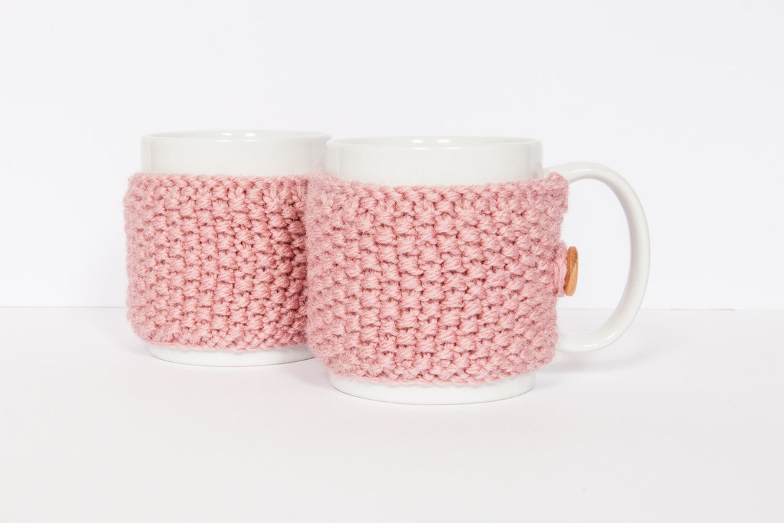 2 Knitted Mug Cosies Cup Cosy Mug Cosy Coffee Cosy in Pink. Etsy UK
