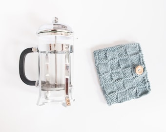 Blau stricken Kaffee gemütlich - Cafetiere kuschelig - Kanne wärmer - Französisch Presse-Abdeckung - Coffee Presse kuschelig - Kaffeekanne kuschelig - Kaffee-liebhabergeschenk