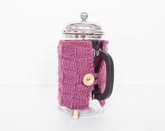 Berry knit coffee cosy - Cafetiere cosy - Coffee jug warmer - French press cover - Coffee press cosy - Coffee pot cosy - Coffee lover gift