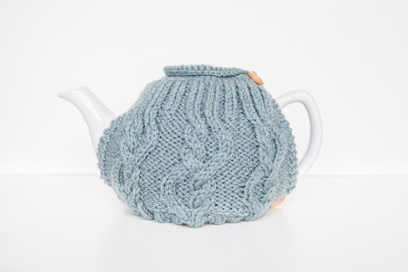 Blue Hand Knit Tea Cosy Teapot Cosy Wool Tea Cosy Teapot Etsy