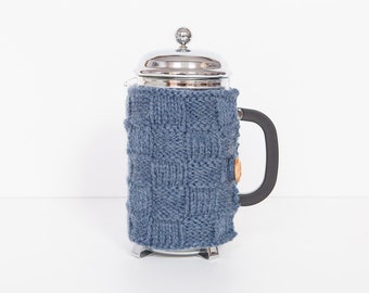 Jeansblau stricken Kaffee gemütlich - Cafetiere kuschelig - Kaffee Kanne Stövchen - Französisch Presse-Abdeckung-Kaffeemaschine kuschelig-Kaffeekanne kuschelig-Kaffee-liebhabergeschenk