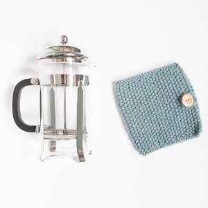 Blue knit coffee cosy Cafetiere cosy Coffee jug warmer French press cover Coffee press cosy Coffee pot cosy Coffee lover gift image 3