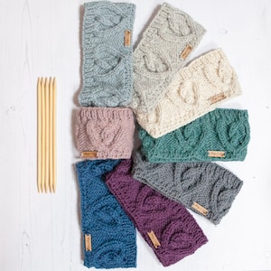 Alpaca cable headband, chunky hand knitted ear warmer in various colours