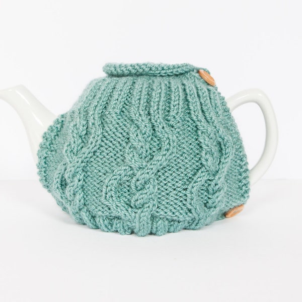 Teal hand knit tea cosy - Teapot cosy - Wool tea cosy - Teapot cover & warmer - Vintage tea cosy - Retro tea cosy - Tea lover's gift